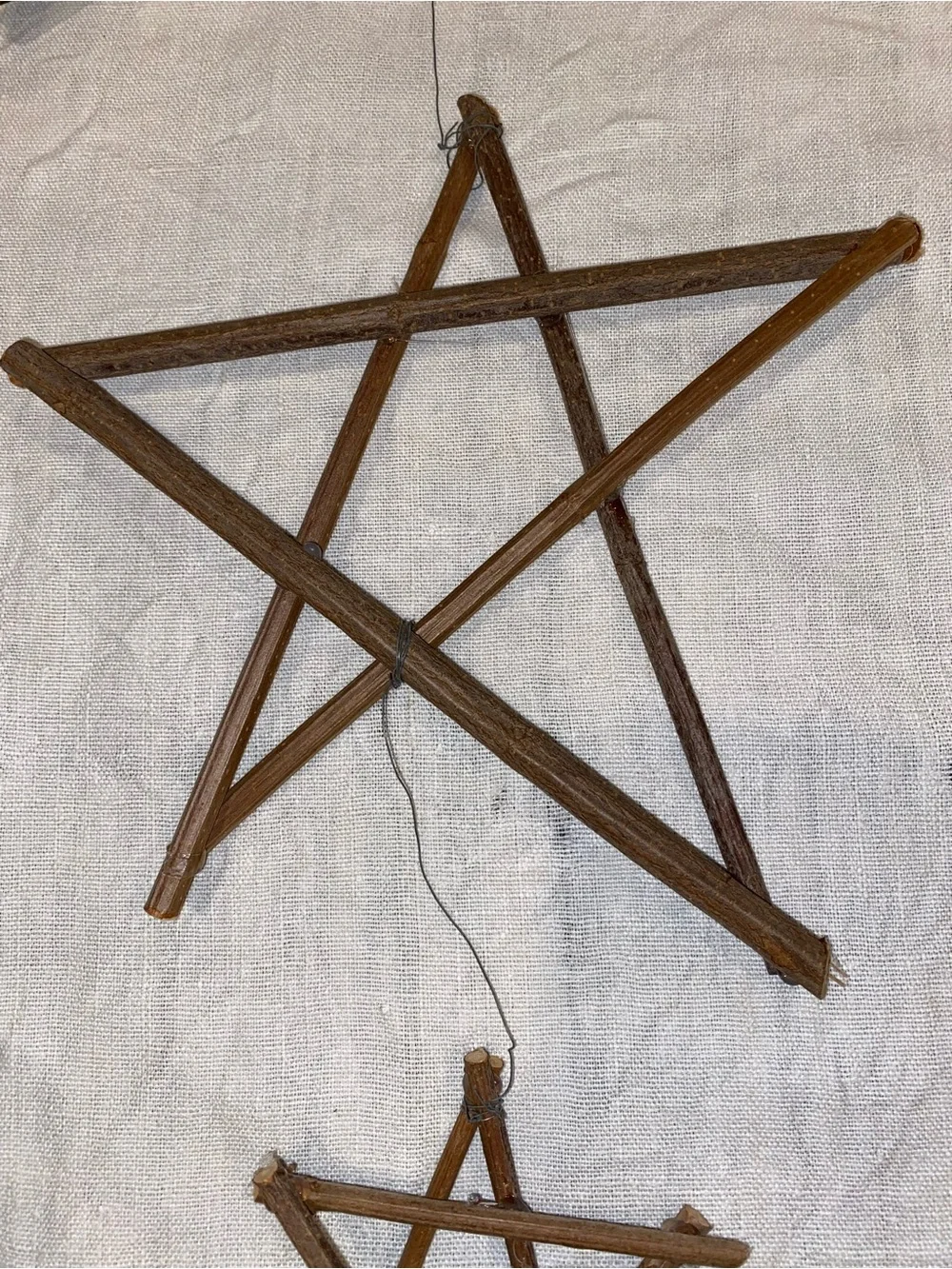 Rustic Brown Twig Star Wall Hanging - Home Wall Decor set of 3 stars